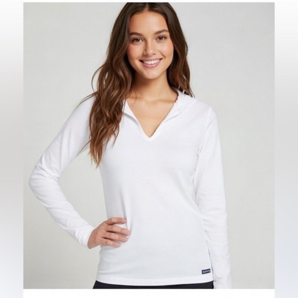 Athleta Sweatshirt Hoodie Long Sleeve Active Wear Workout white Top XS Stretch